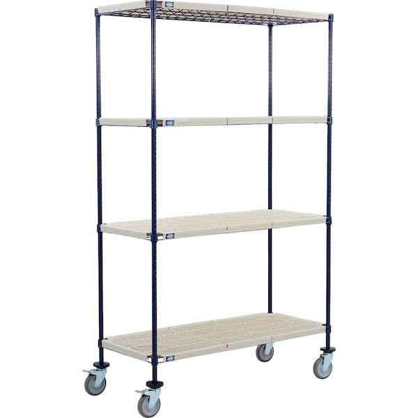 Nexel 4 Shelf Truck, Nexelite, 30inW x 21inD x 60inH, Polyurethane Swivel Casters, 2 Brake B2381670 - main
